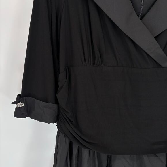 Jessica Howard Dress Plus Size 18W Black Taffeta Tulle Portrait Party Formal - Picture 5 of 11